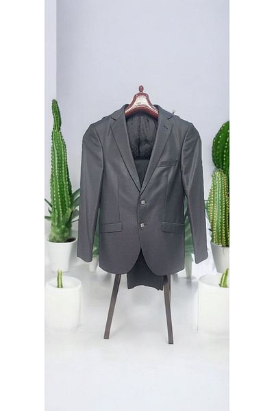 Sarar Men's Black Self Patterned Suit