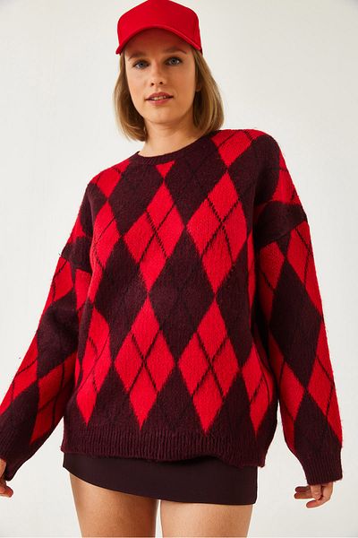 Bianco Lucci Pulover de damă din tricotaje cu model Argyle 241211 60261146