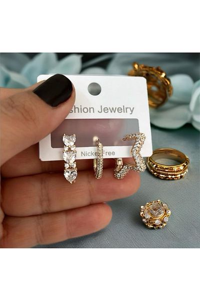 a rose jewelry Steel Triple Star Earrings