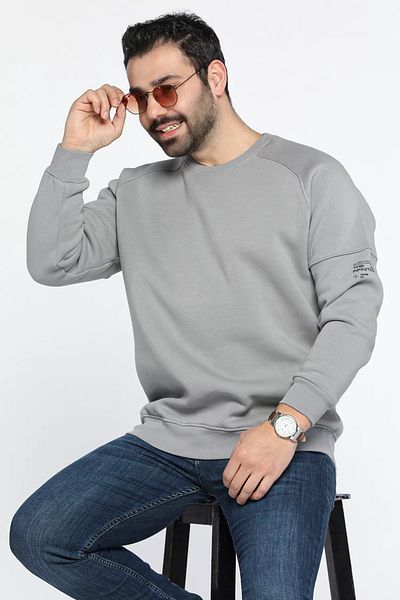 MİSHAR İTALİA Φούτερ με γκρι λαιμόκοψη με 3 νήματα