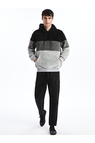 LC Waikiki Black Long Sleeve Plush Men's Hoodie