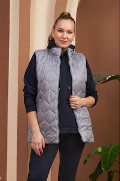 sinemisxxl Grey Zipper Plus Size Vest