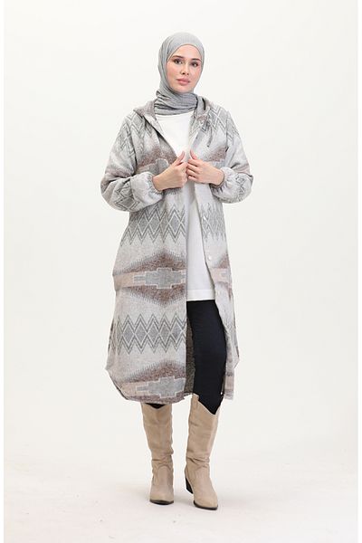 sefamerve Winter Lumberjack Hooded - Γκρι Βιζόν 0544-04