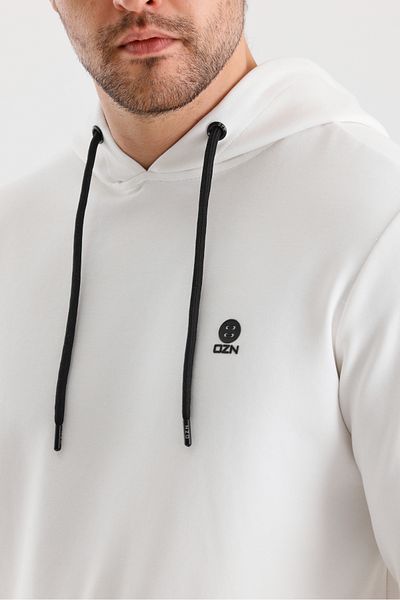 OZNGİYİM Cream Hooded Sweatshirt