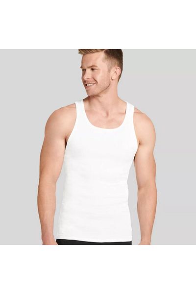 JOCKEY Men's Staynew 100% Cotton A-Shirt Tank Jockey Men's 100% Cotton A-Shirt Tank Pack of 3