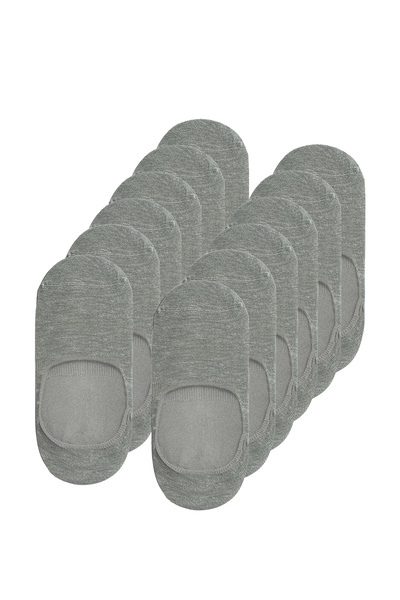 Calverton Socks 12 Çift - Gri Bambu Silikonlu Düz Kadın/erkek Babet Çorap