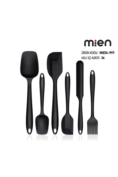 PratikChef طقم مطبخ أسود مقاوم للحرارة من السيليكون مكون من 6 قطع