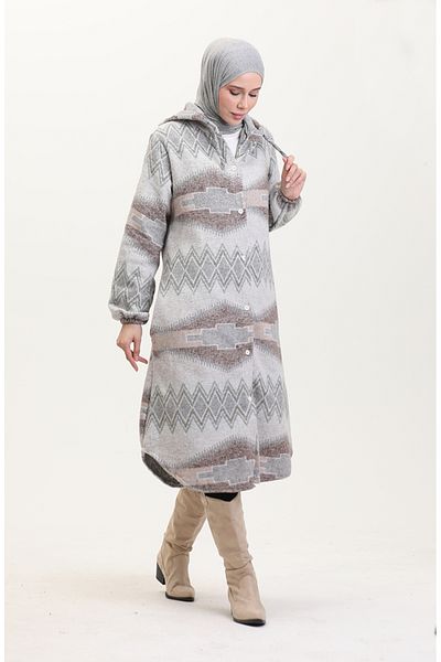 sefamerve Winter Lumberjack Hooded - Γκρι Βιζόν 0544-04
