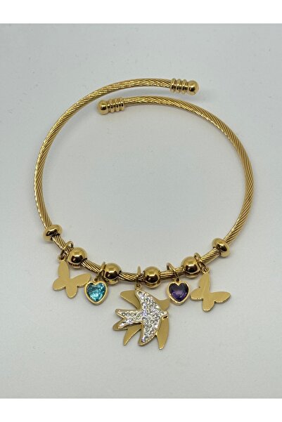 Çelik Arya jewelry 316L kararma yapmaz kadın Çelik charmlı bileklik