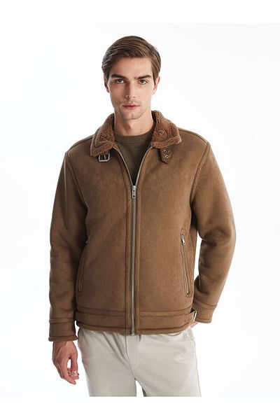 LC Waikiki Ανδρικό παλτό Suede - Γιακάς πουκάμισου, Standard Fit