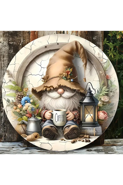 Dekor Vagonu زخرفة باب جنوم خشبي يشرب القهوة لديكور المنزل