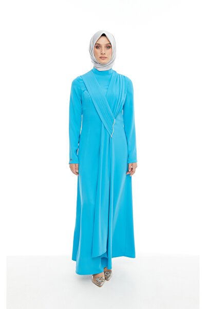 Setrms Mavi Pile Ve Taş Detaylı Abiye Elbise 2425000