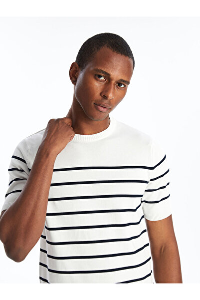 LC Waikiki Ανδρικό ριγέ πουλόβερ - λαιμόκοψη, κοντό μανίκι