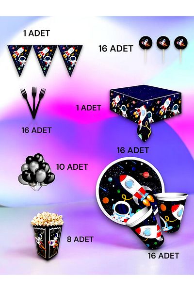 VibeHome Space Themed Luxury Set for 16 - Birthday Party and Fun Events