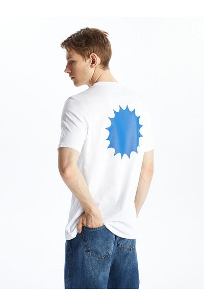 LC Waikiki Tricou pentru bărbați din bumbac pieptănat cu mânecă scurtă cu decolteu
