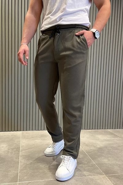 MİSHAR İTALİA Ανδρικό παντελόνι Jogger με ελαστική μέση χακί