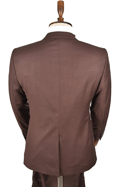 Rizz up Men's Brown Two Button Double Slit Mono Collar Slim Fit 2 Piece Suit 2300310