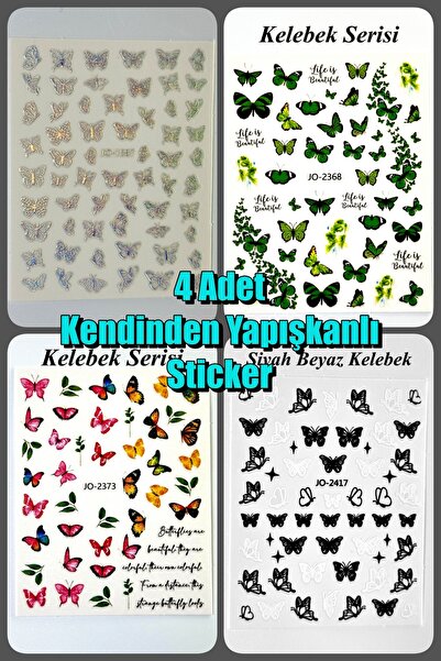 Easy Beauty 4 Adet Kendinden Yapışkanlı Tırnak Sticker, Nail Art, Tırnak Süsl...