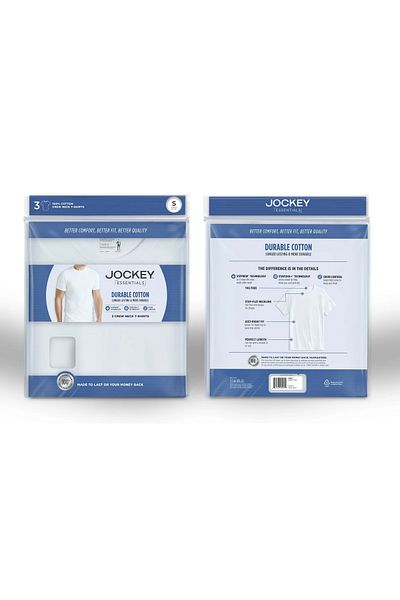 JOCKEY تيشيرت رجالي قطن 100% من Essentials، عبوة من 3 قطع