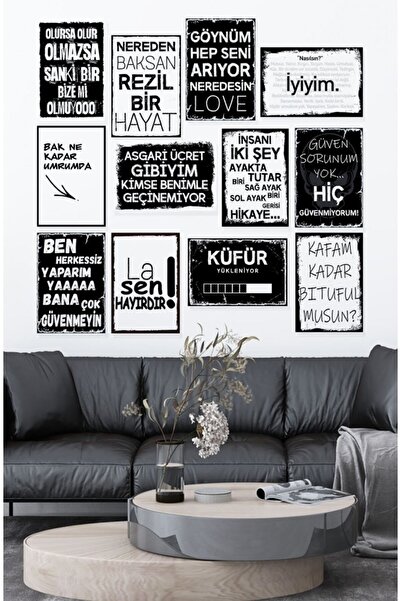 TABLOX Duvar Sözleri 12 Parça Ahşap Mdf Tablo