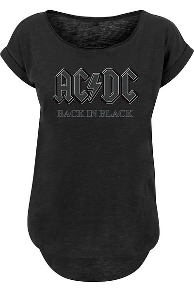 F4NT4STIC Damen ACDC Back in Black mit Ladies Long Slub Tee