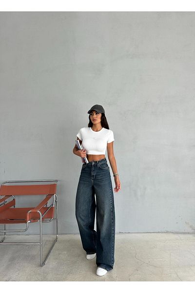 Zeo Basic ZEO BASIC - Denim Bagy Pantaloni Nuanță