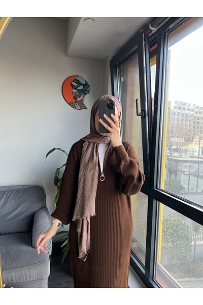 Jose Clothing Howell Premium Yarn Series Zippered Ribbed Long Knitwear Dress