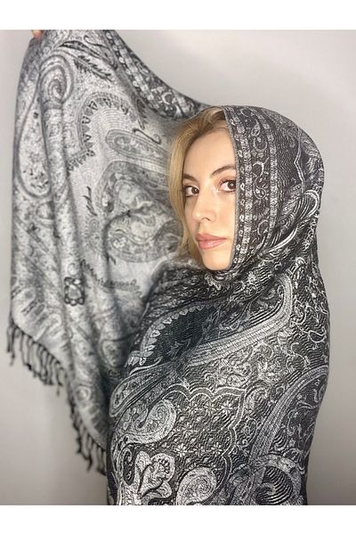 Çeşme Home Women's Cashmere and Silk Mixed Original Pashmina Shawl Scarf