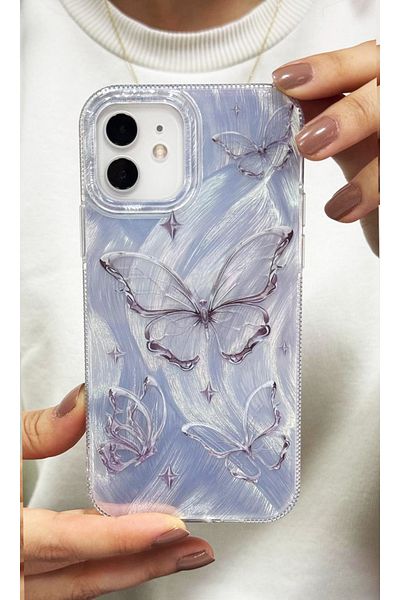 KVK PRİVACY حافظة هولوجرام فراشة ريشة متوافقة مع هاتف iPhone 11، غطاء مقاوم للصدمات