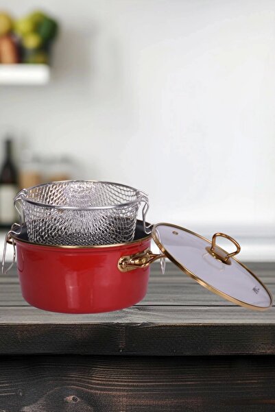 PR HOME Red Enamel Frying Pan 22 cm