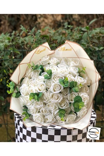 baskıtek 50 τμχ Ανθοδέσμη Ecru Rose Girl's Choice, Ανθοδέσμη λουλουδιών Ecru Rose