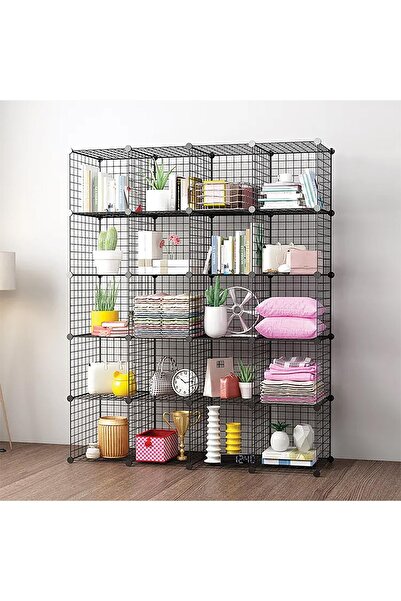decorelax 20'li Tel Küp Çok Amaçlı Organizer Raf Siyah 33cm