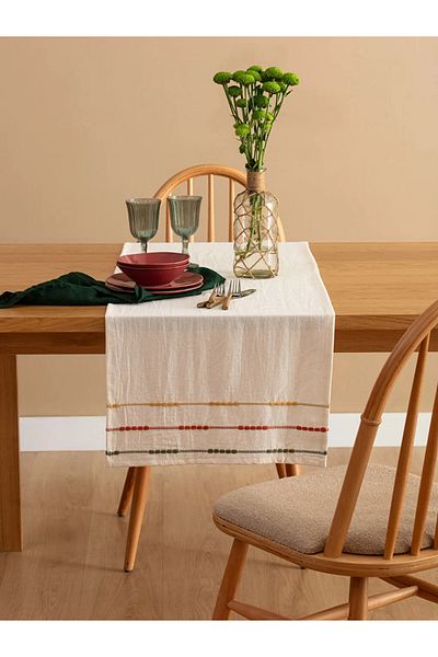 LC Waikiki Ecru Line Patterned Runner - 45X150 cm
