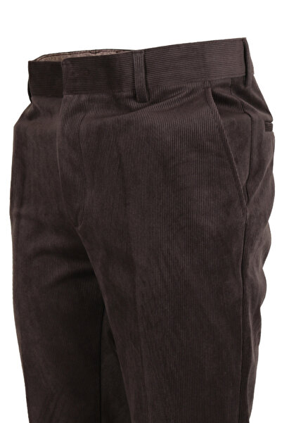Modarar Καφέ ανδρικό βελούδινο παντελόνι - κανονική εφαρμογή RAR01276