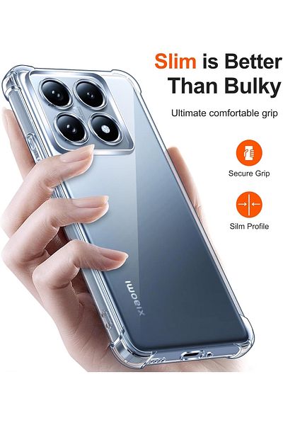m.tk moveteck غلاف Xiaomi Mi 14t Pro متوافق مع غطاء السيليكون الشفاف المضاد للصدمات والمقاوم للصدمات والمقاوم للصدأ