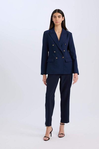 DeFacto Oversize Wide Fit Shirt Collar Buttoned Basic Plain Blazer Jacket