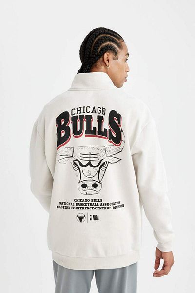 DeFacto Φούτερ DeFactoFit NBA Chicago Bulls - Φούτερ με φερμουάρ με φερμουάρ