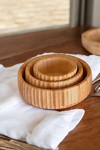 Mirilliahome طقم أوعية من الخيزران - وعاء سلطة من الخيزران - وعاء للوجبات الخ...