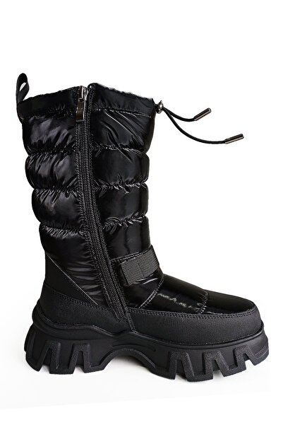 U.S. Polo Assn. Kız Çocuk İçi Yünlü Kaymaz Taban Orginal Şık Fermuarlı Kışlık Bot - Winter Women Black Imported Boot