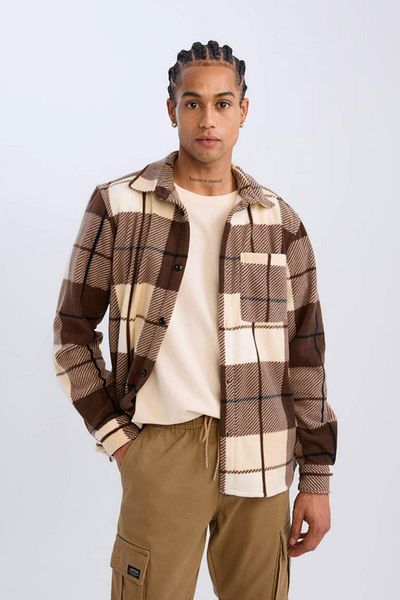 DeFacto Νέα σεζόν Regular Fit καρό μακρυμάνικο πουκάμισο Fleece