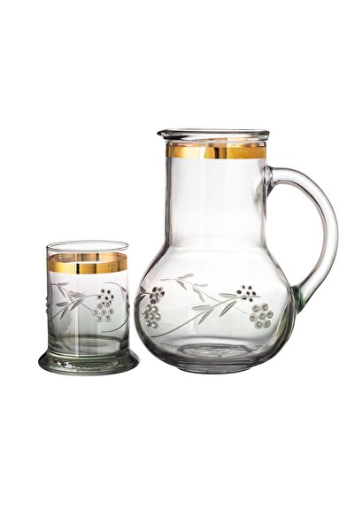 Dania طقم ابريق شاي مع كوب اخضر فاتح مزين بالاحجار