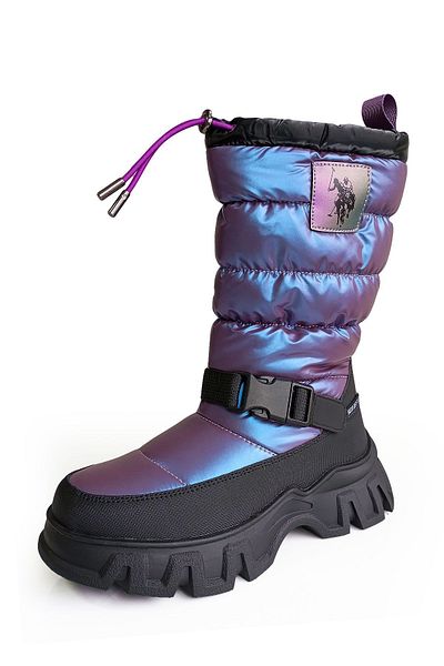 U.S. Polo Assn. Κομψές χειμερινές μπότες για κορίτσια με μάλλινη εσωτερική αντιολισθητική βάση με φερμουάρ - Winter Women Purple Imported Boo