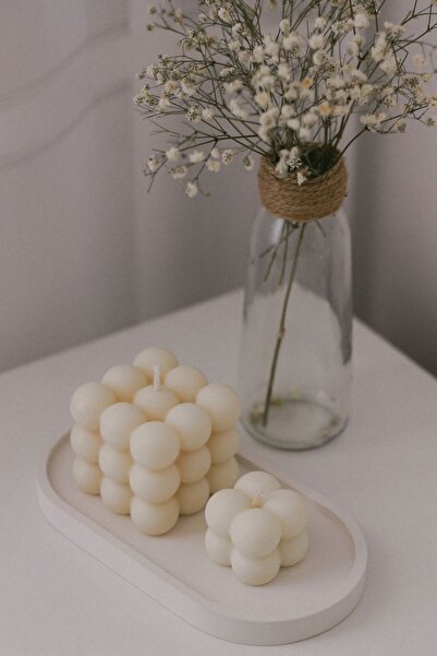 LALEZEN HOME Beyaz Stant Bubble Kokulu Mum seti