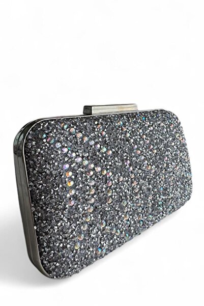 Melissa Boutique حقيبة سهرة نسائية مطلية بحجر كريستال فضي بيضاوي الشكل