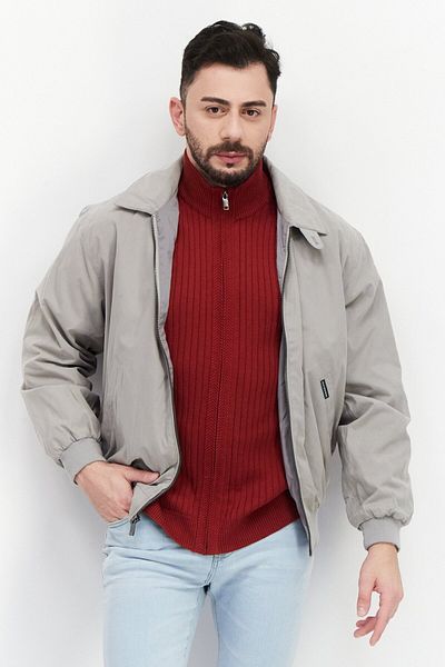 Weatherproof Men Microfiber Long Sleeve Bomber Jacket, Grey