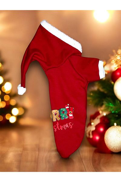 PetiliDünya Santa Claus Dog Print Outfit - Christmas Sweat