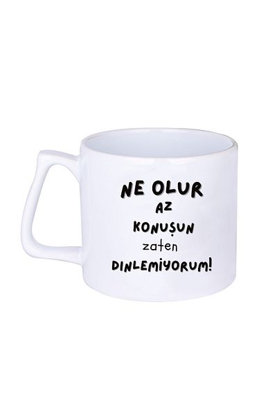 BASKIBAZAR Since 2020 Talk Less What Happens I'M Already Listening Gift Printed Porcelain White Luxury Latte Cup
