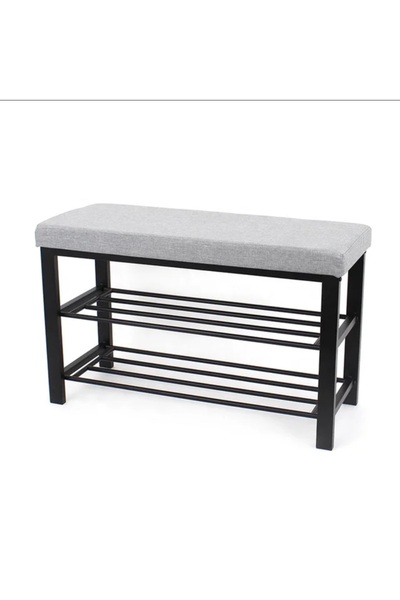 turgutsan mobilya Metal Ayakkabılık Minderli Ayakkabılık Raf (MONTAJ KURULUM YOK) Gri Keten