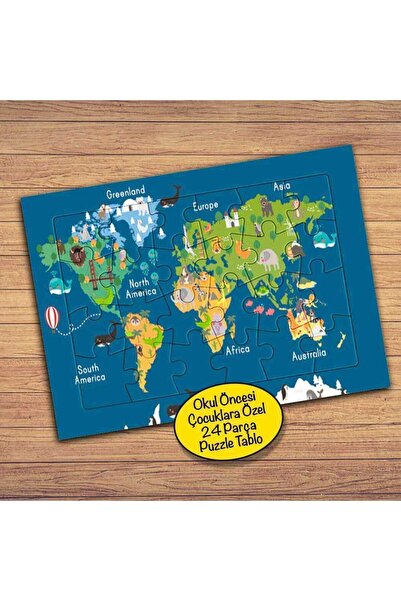 Asilmeydan Dünya Haritası-tur 24 Parça Çocuklara Özel Yapboz Tablo-20415
