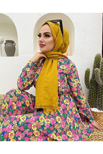 avzen şal Bambu Kraş Şal Hardal Sarı